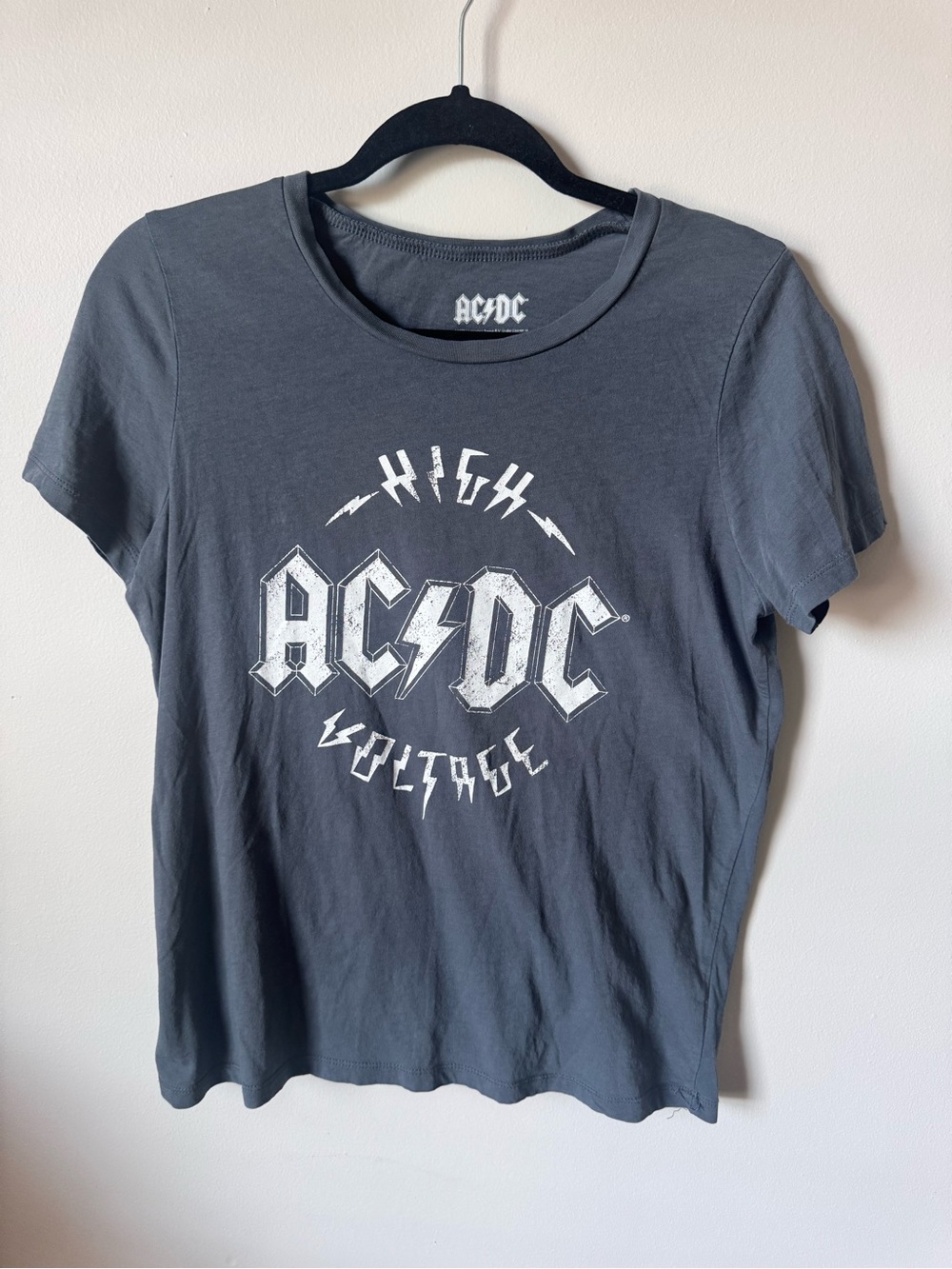 AC/DC Graphic Tee - Charcoal Black with White Logo